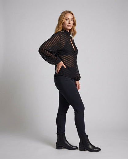 Damen Bluse Halbtransparentes Mesh Leicht - Eveloria