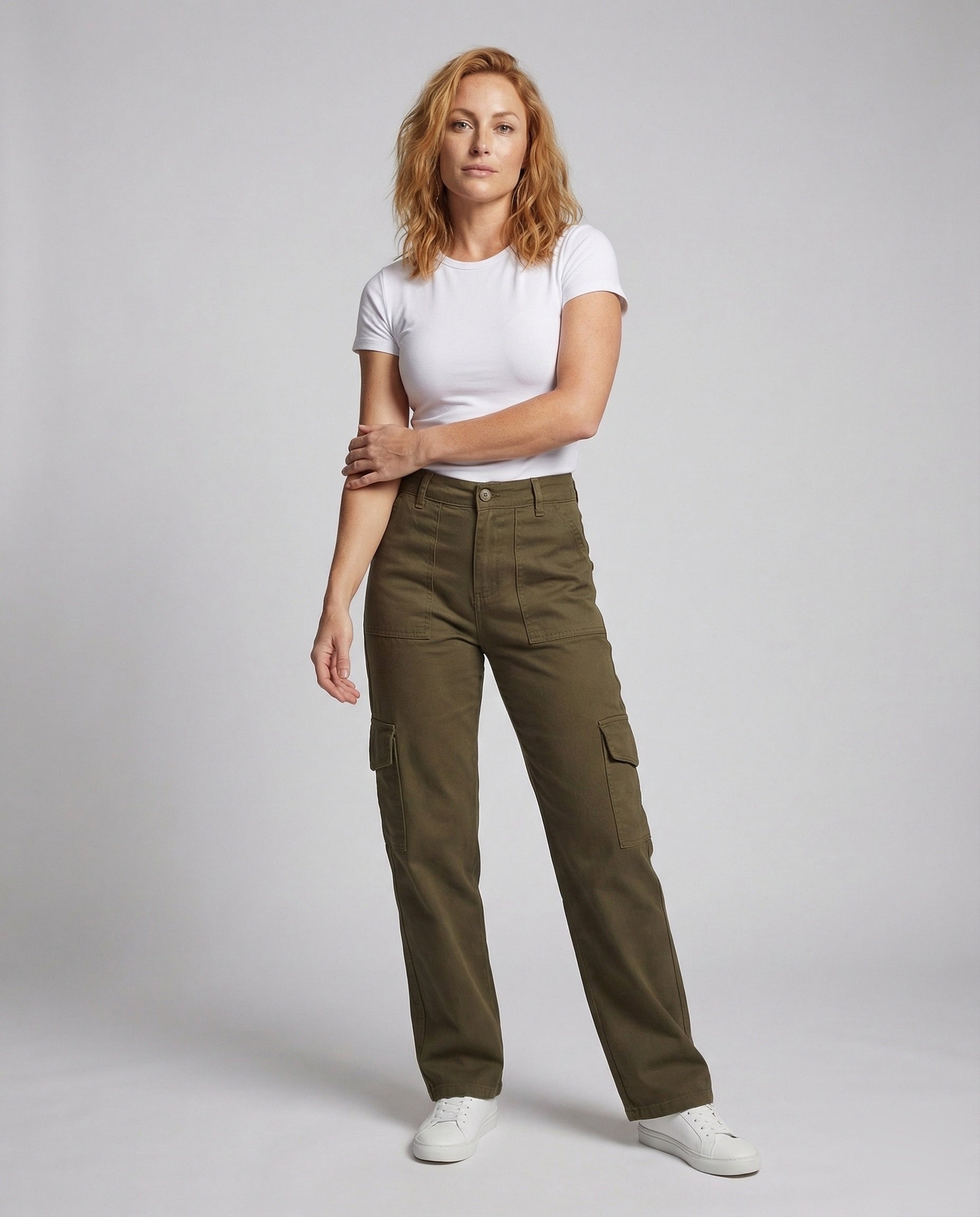 Damen Baumwoll-Cargo-Hose Robust Beige - Eveloria