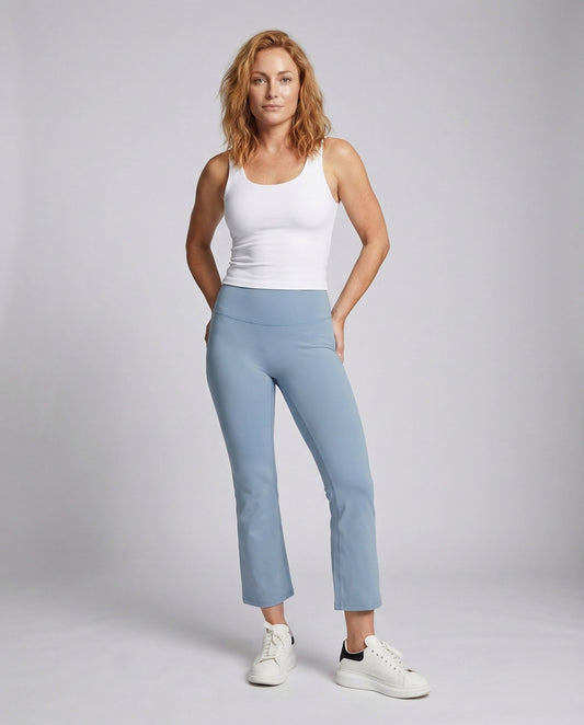 Damen Bootcut Yogahose Hochgeschnitten Schwarz - Eveloria