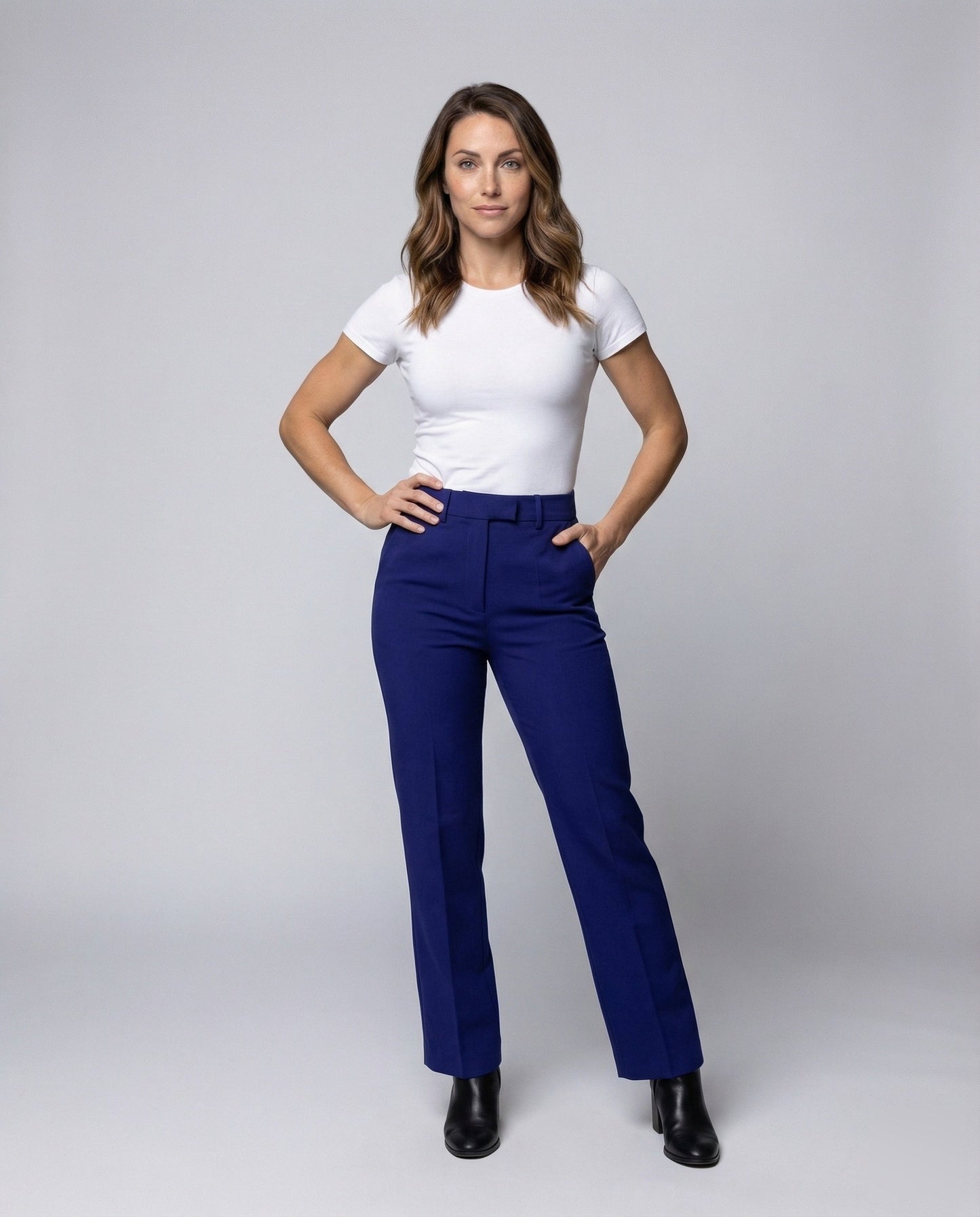Damen Klassische Bundfaltenhose Hochgeschnitten - Eveloria