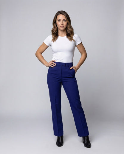 Damen Klassische Bundfaltenhose Hochgeschnitten - Eveloria