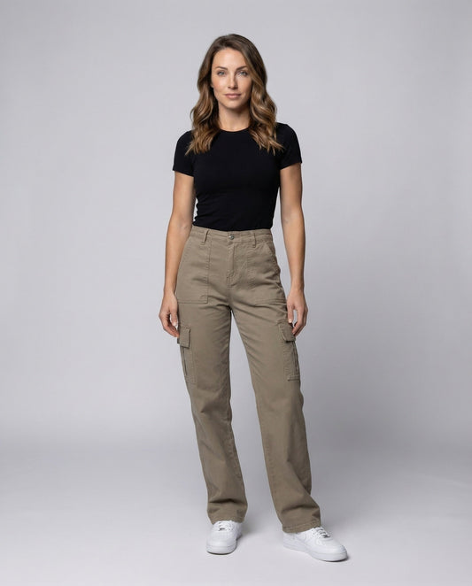 Damen Cargo Palazzo Hose Hochgeschnitten - Eveloria