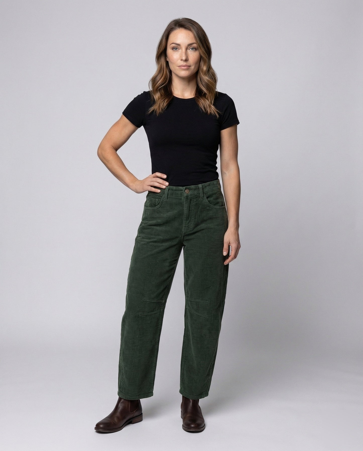 Damen Cordhose Weit Hochgeschnitten - Eveloria