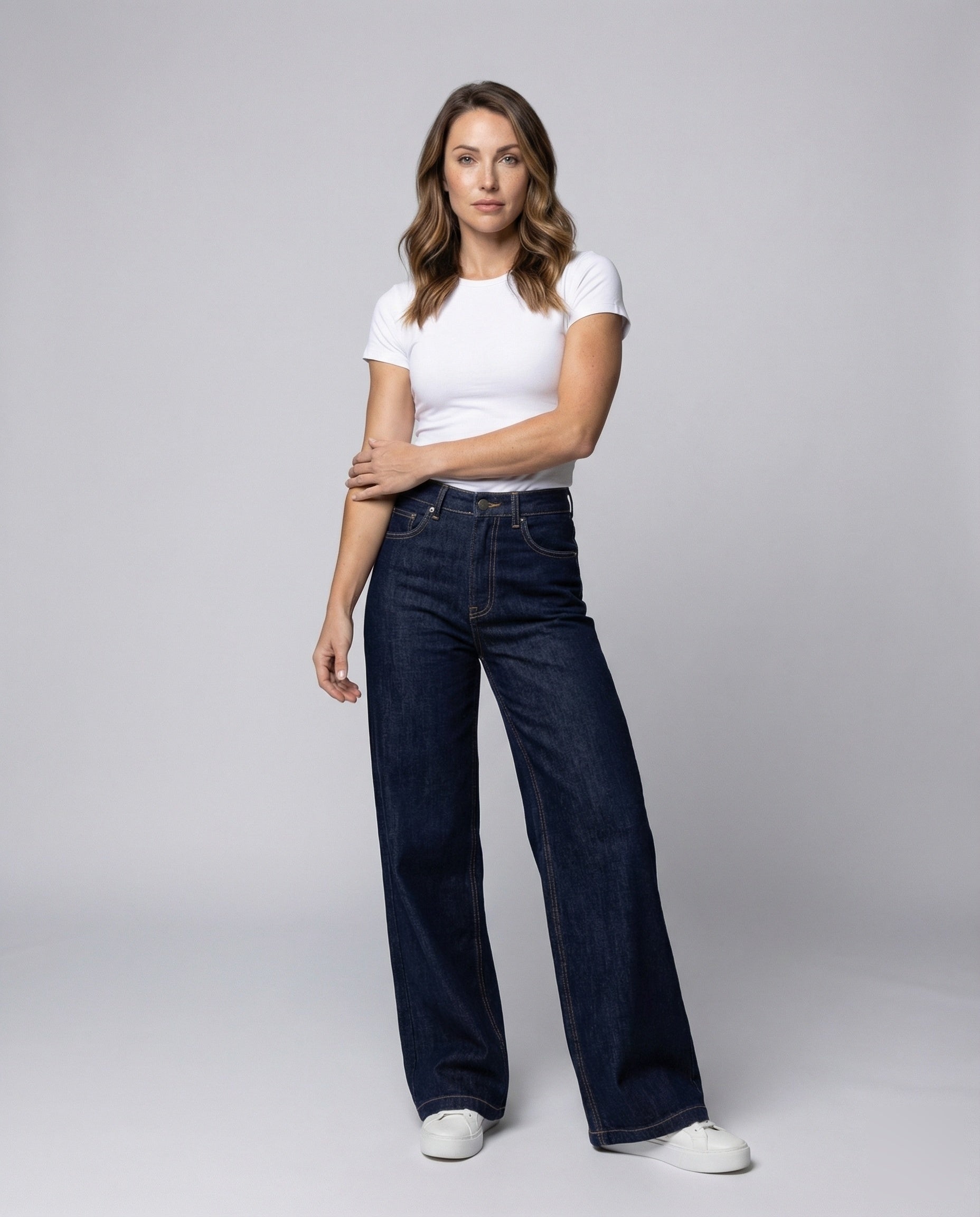 Damen Extraweite Hochgeschnittene Jeanshose - Eveloria