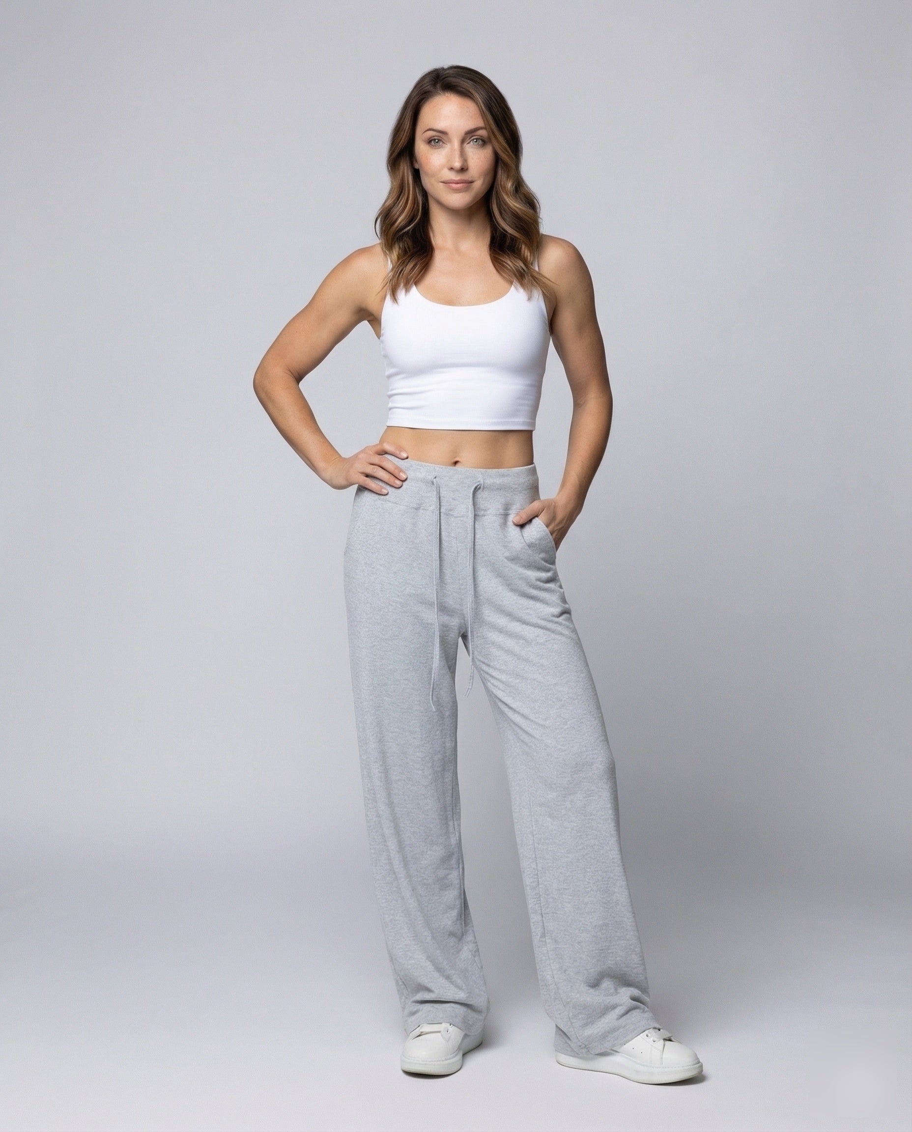 Damen Jersey Palazzohose Hochgeschnitten - Eveloria