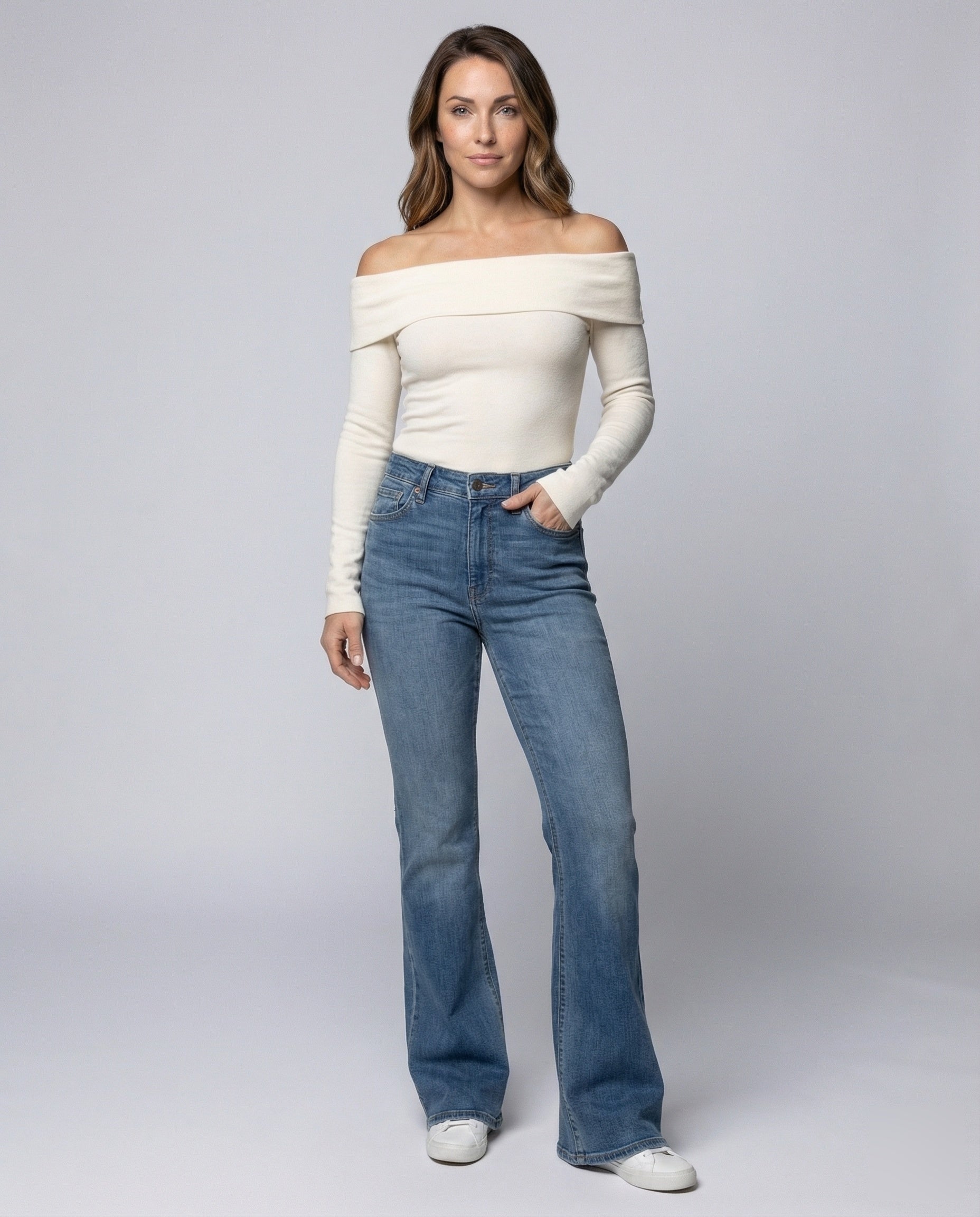 Damen Hochgeschnittene Jeans Leicht Ausgestellt - Eveloria