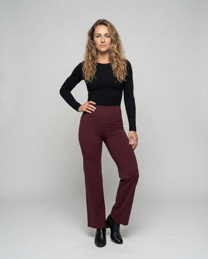 Damen Stretch Palazzohose Hochgeschnitten Schwarz - Eveloria