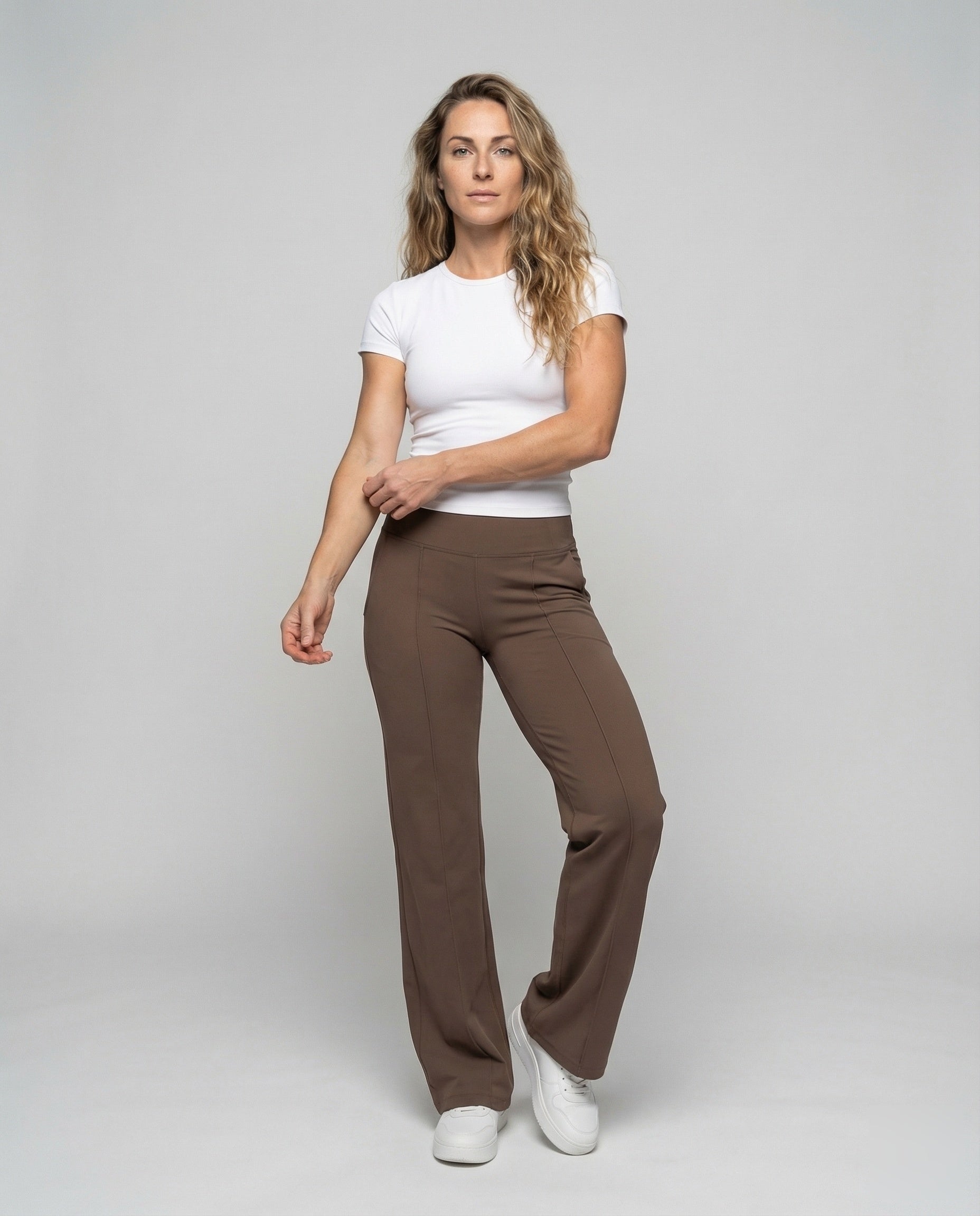 Damen Palazzohose Fließend Jersey Hochgeschnitten Schwarz - Eveloria