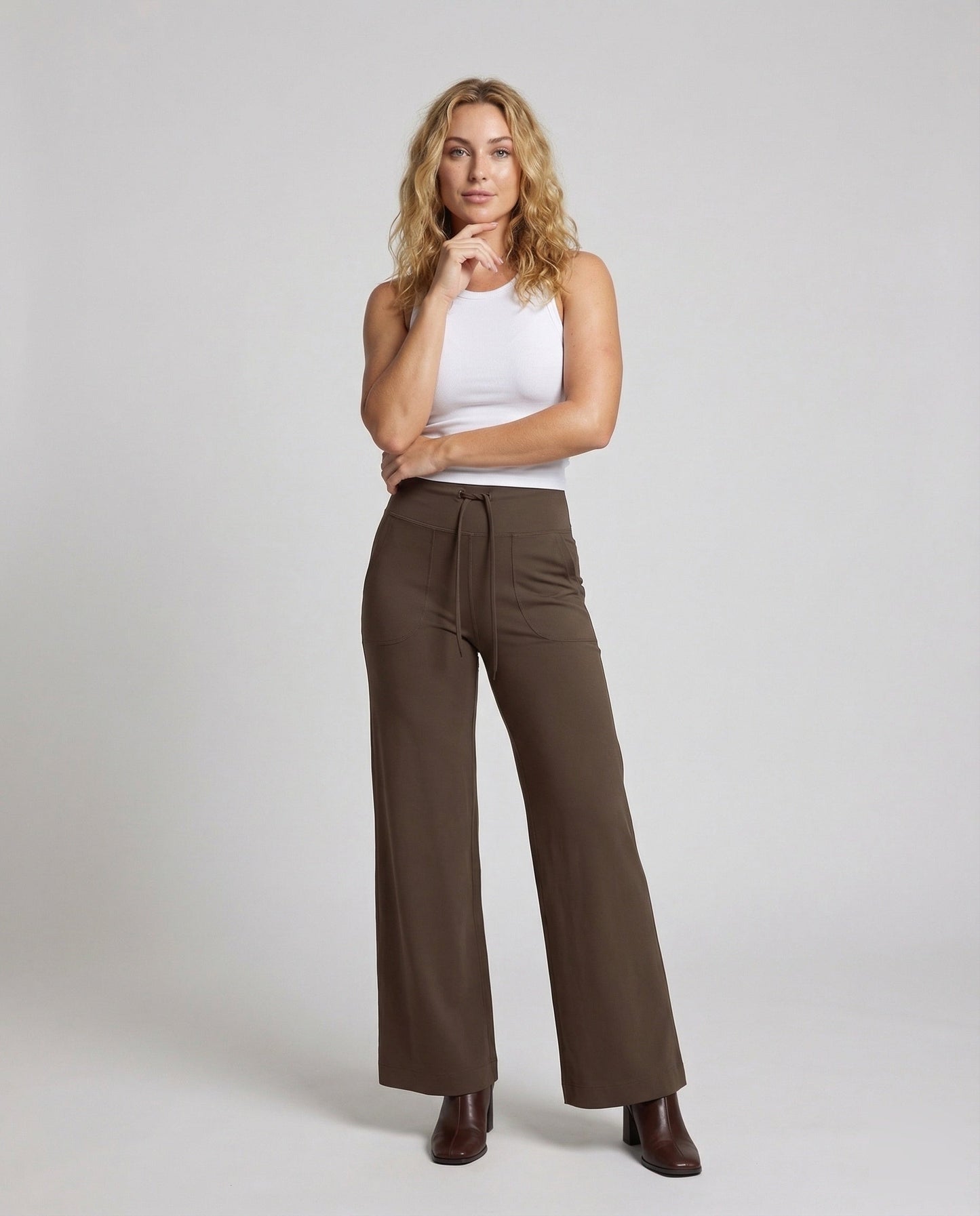 Damen hochgeschnittene Yogahose mit Schenkeltasche - Eveloria