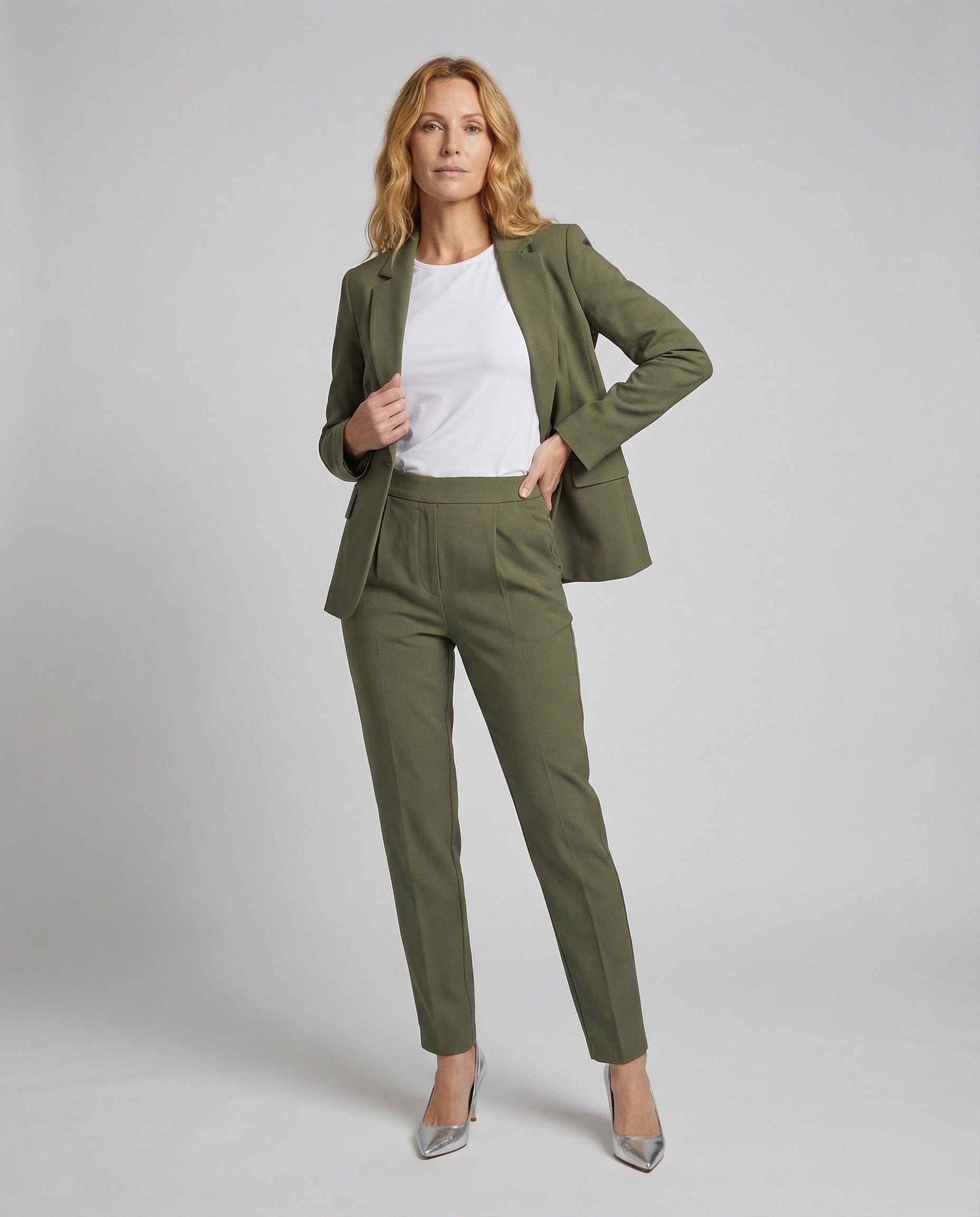 Damen hochtaillierte konische Businesshose - Eveloria
