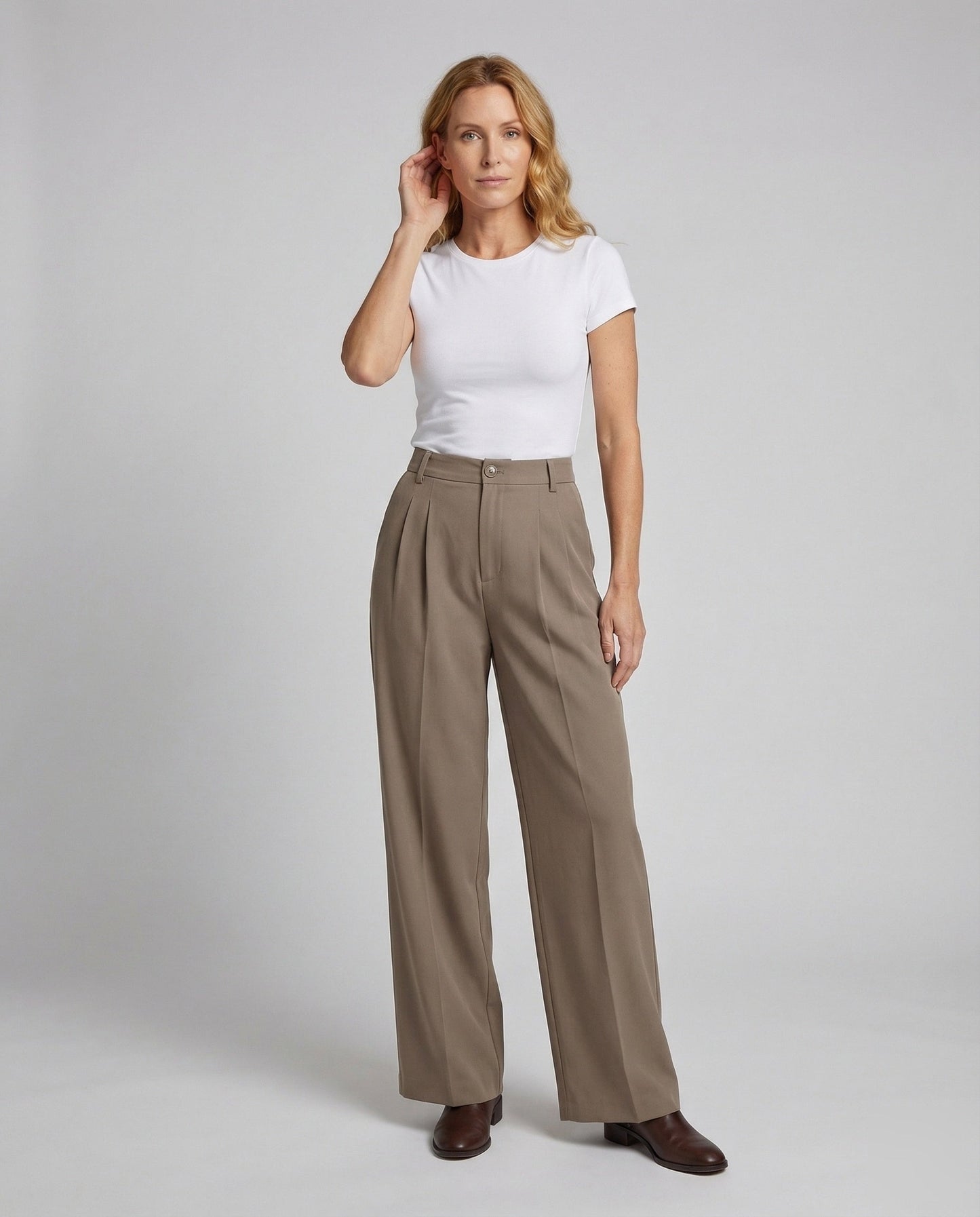 Damen Palazzo-Hose Hochtailliert Bügelfalte - Eveloria