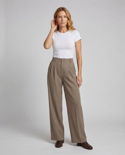Damen Palazzo-Hose Hochtailliert Bügelfalte - Eveloria