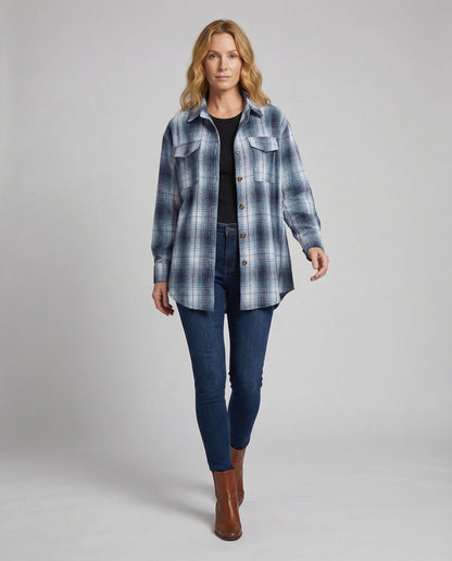 Damen Oversize Knotenbluse Kariert - Eveloria