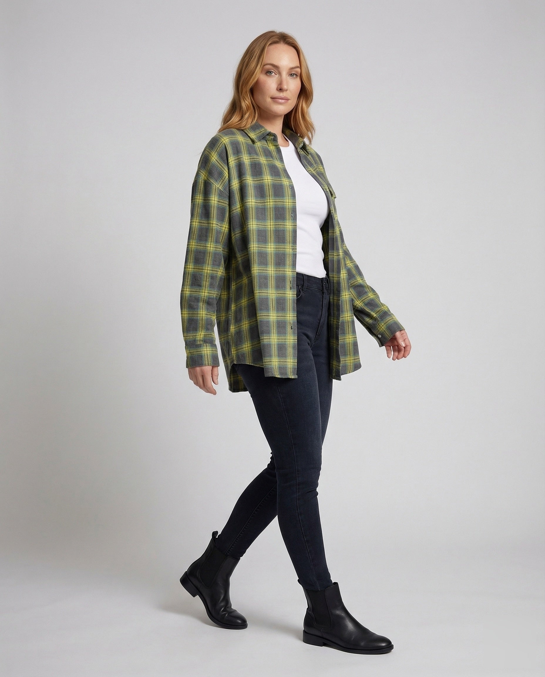 Damen Kariertes Overshirt Hemdjacke Baumwolle - Eveloria