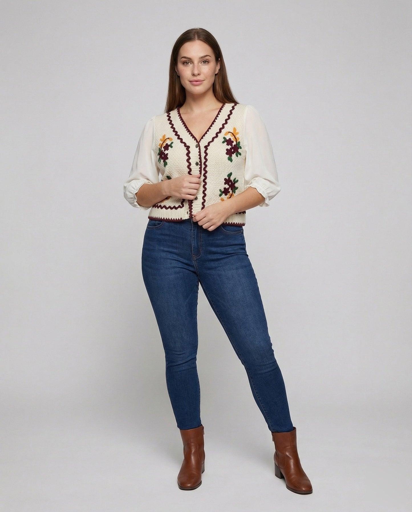 Damen Kurzweste Strick Vintage-Look - Eveloria