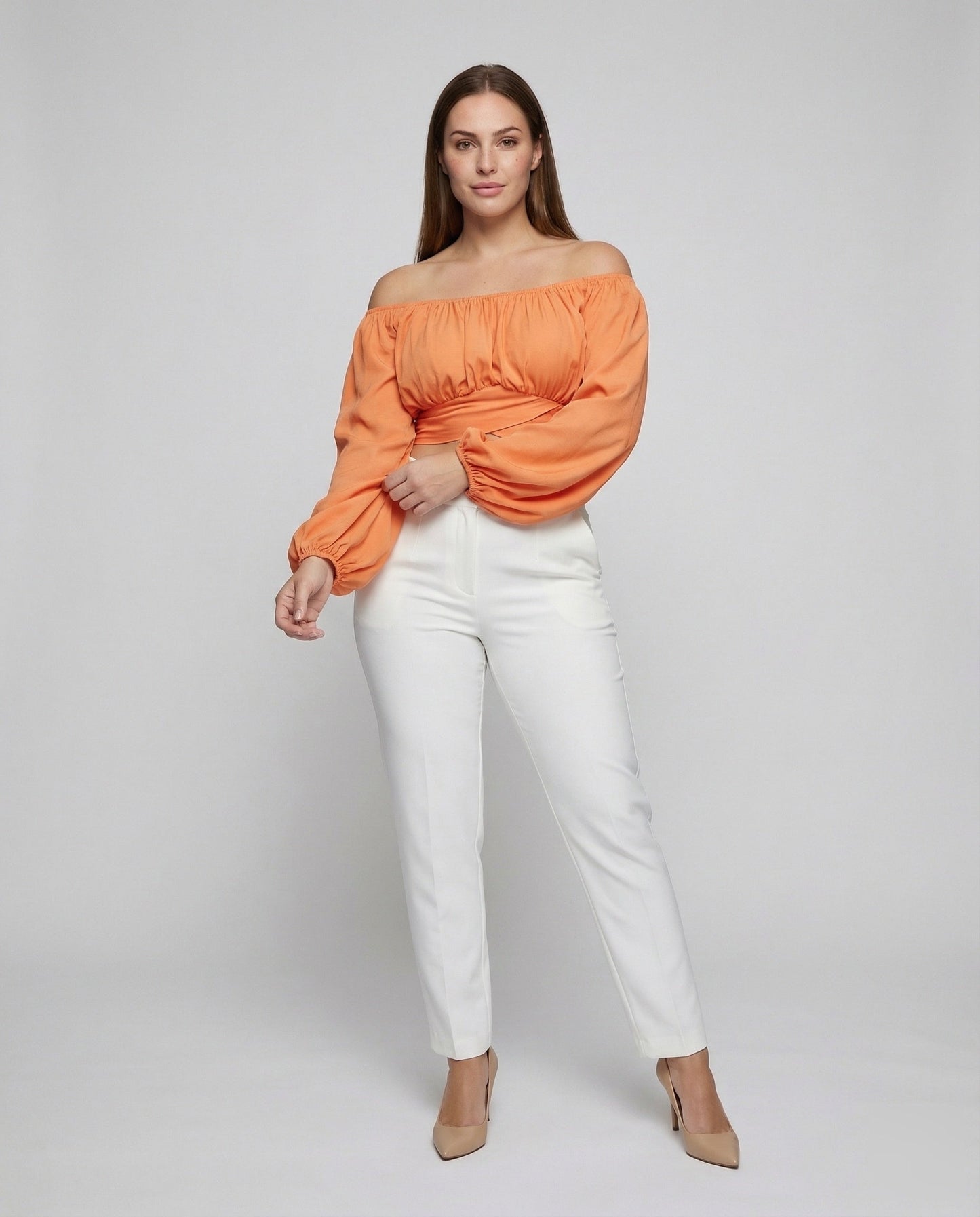 Damen Oberteil Carmen- Ballonärmel Kurz - Eveloria