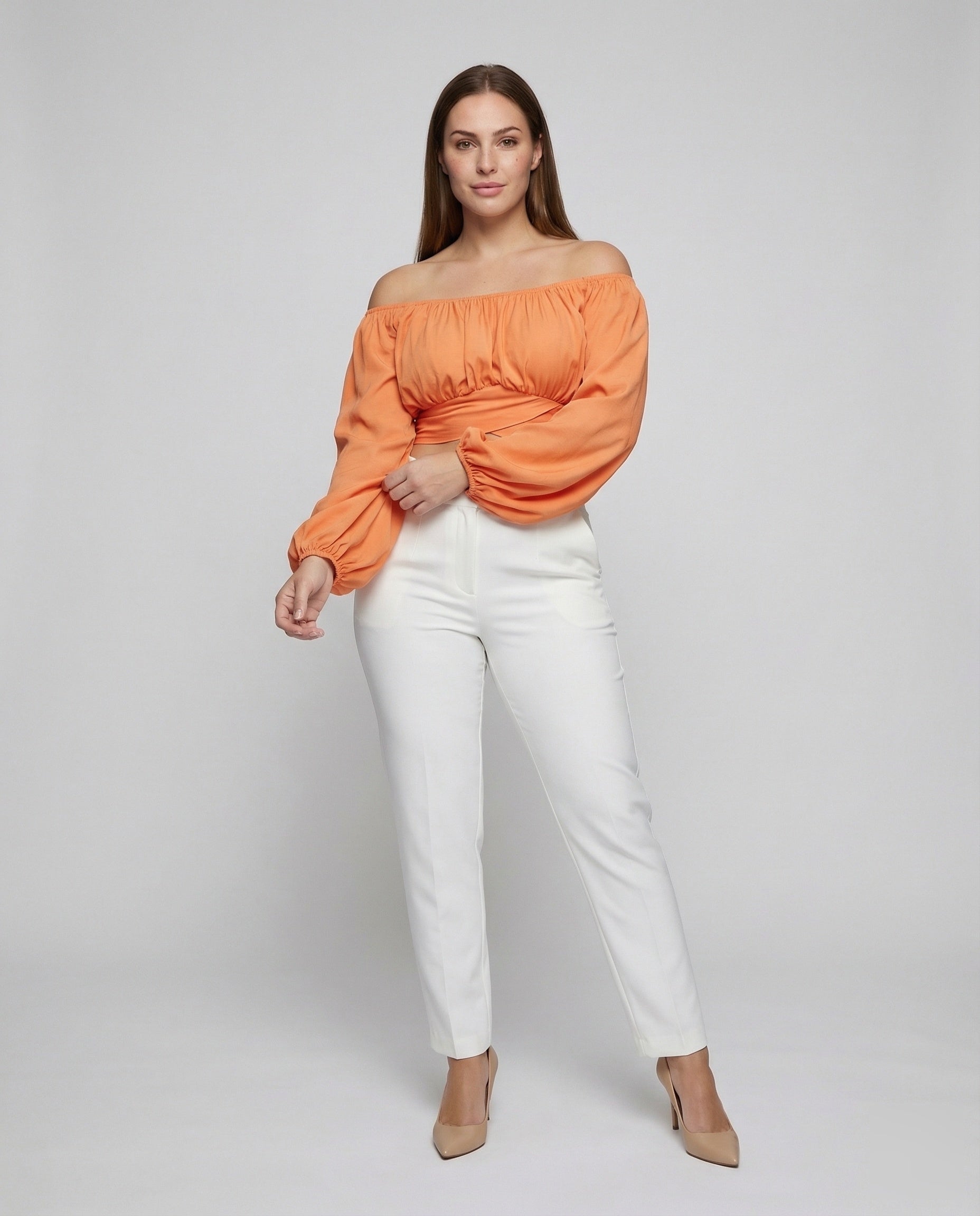 Damen Oberteil Carmen- Ballonärmel Kurz - Eveloria