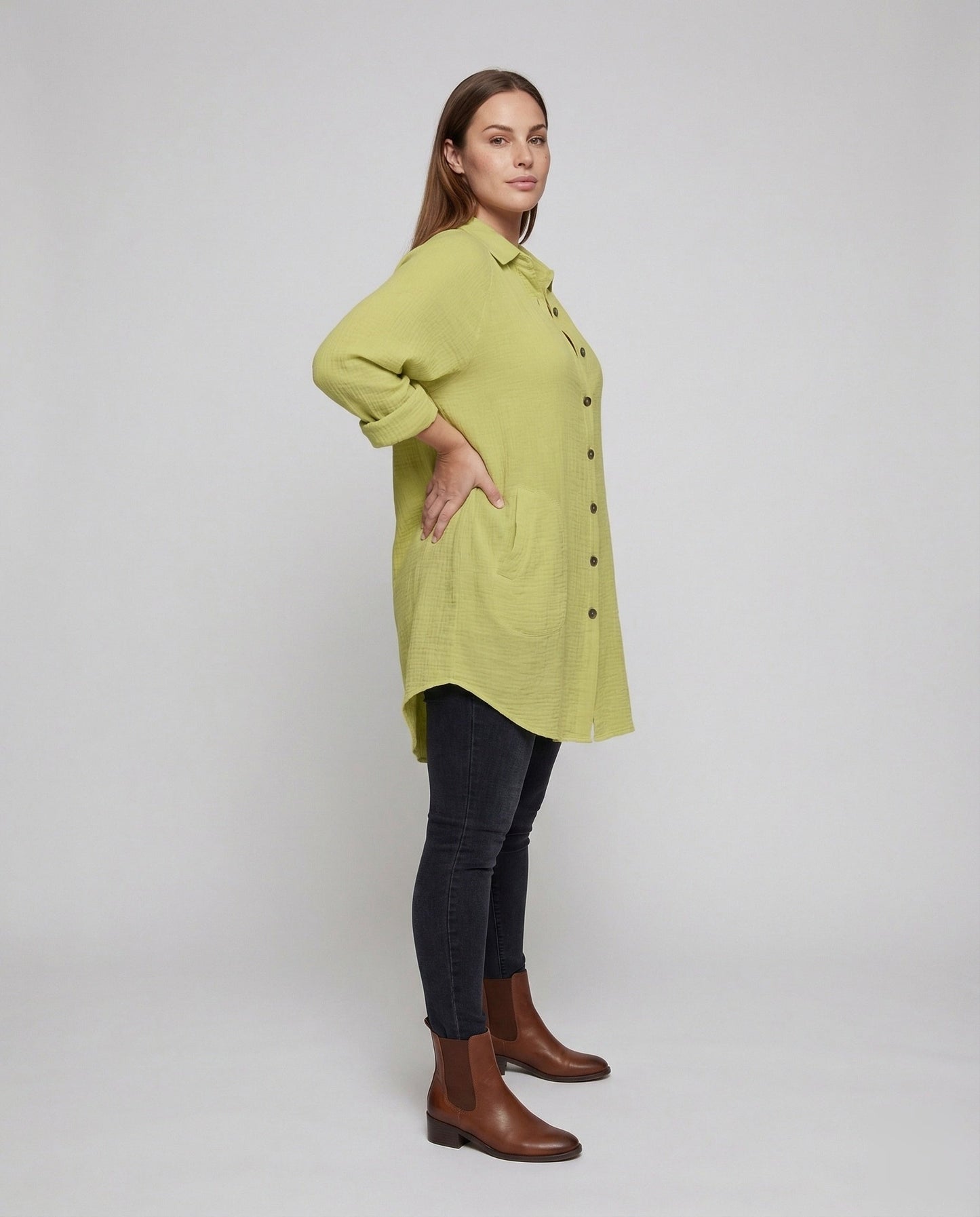 Damen Oversize Hemdblusenkleid Kurz - Eveloria