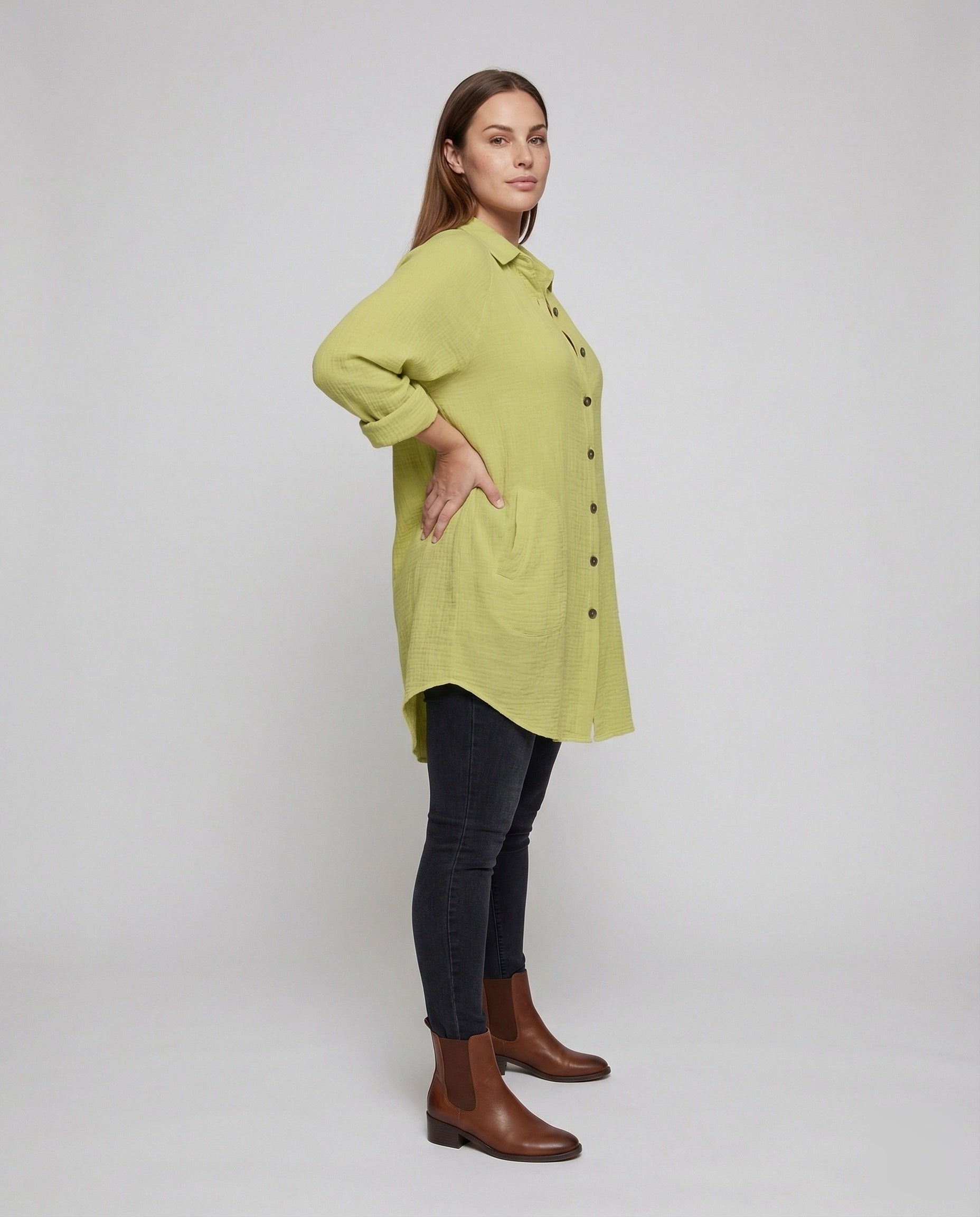 Damen Oversize Hemdblusenkleid Kurz - Eveloria