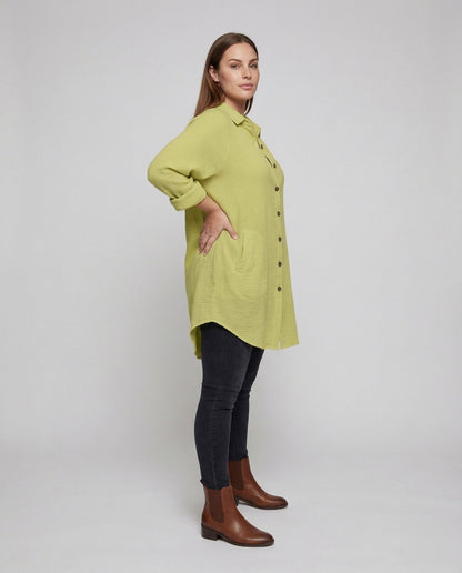 Damen Oversize Hemdblusenkleid Kurz - Eveloria