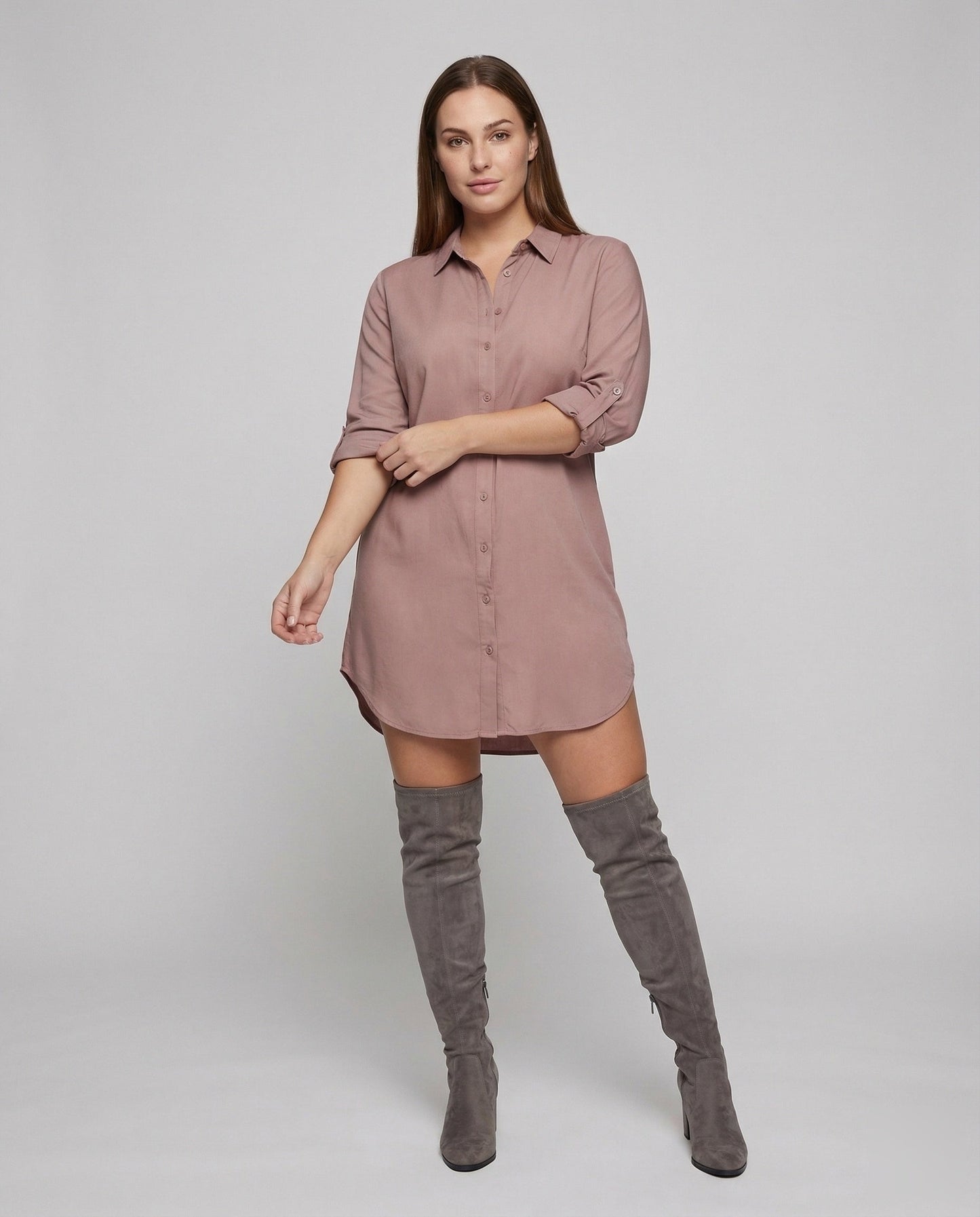 Damen Minikleid Kurzes Hemdblusen-Design - Eveloria