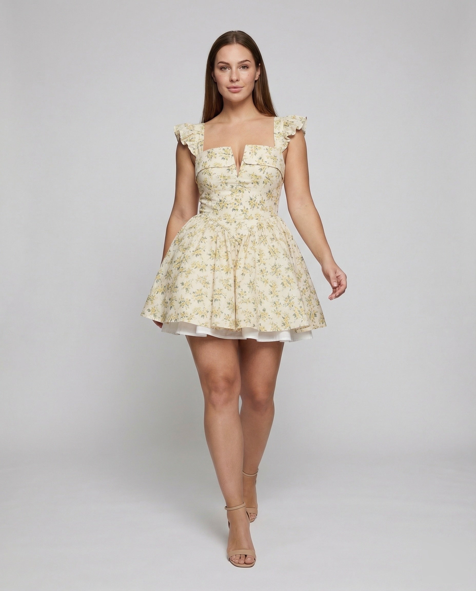 Damen Miederkleid Kurz Puffärmel - Eveloria