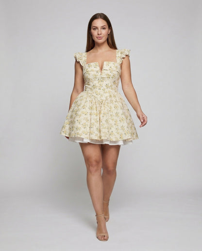 Damen Miederkleid Kurz Puffärmel - Eveloria