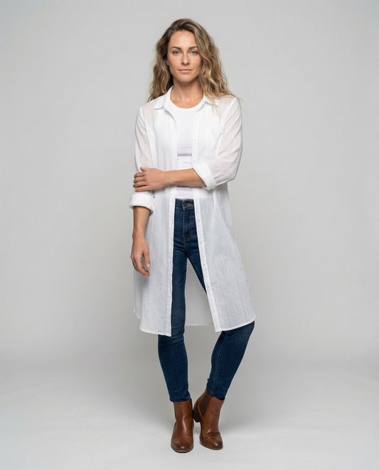 Damen Cardigan Luftiges Hemdjacken Lang Schwarz - Eveloria