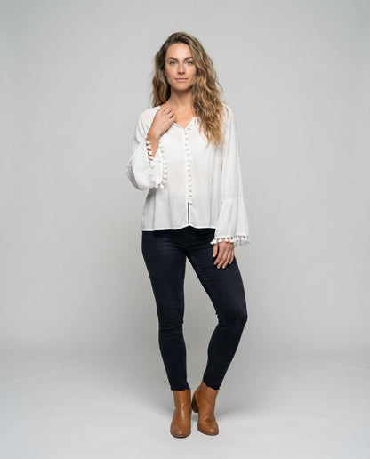 Damen Volantbluse Lässig Leicht Blumenmuster - Eveloria