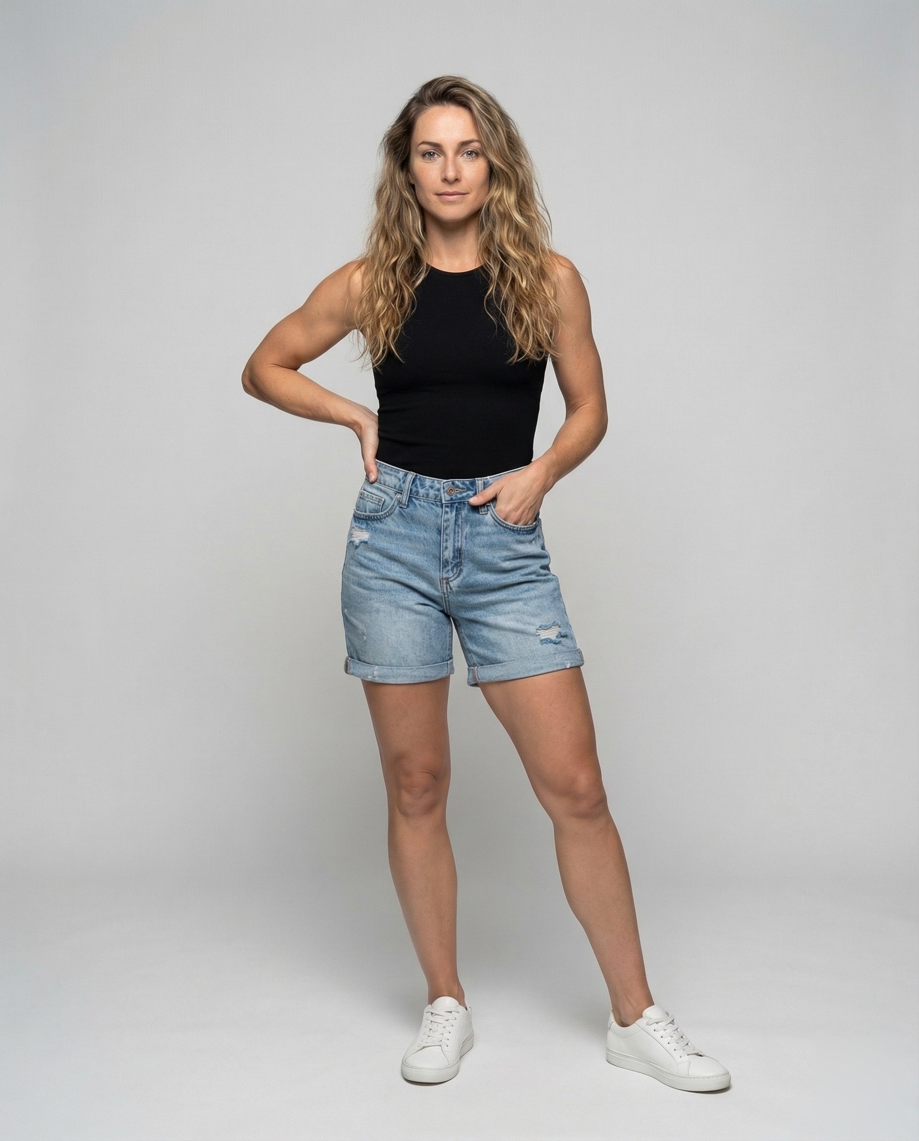 Damen Highwaist Jeans-Shorts - Eveloria