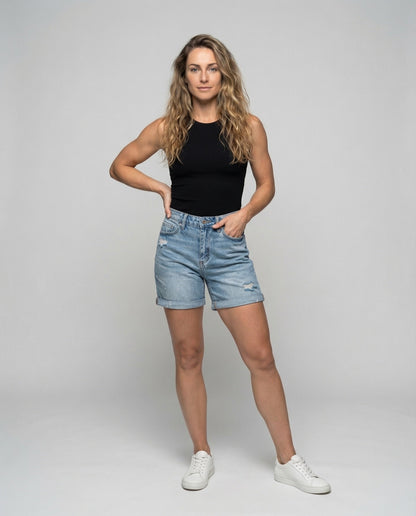 Damen Highwaist Jeans-Shorts - Eveloria