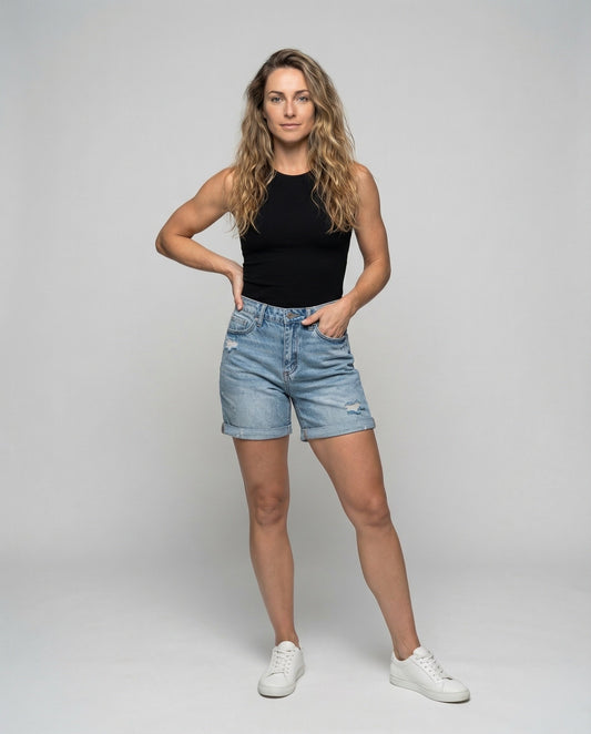 Damen Highwaist Jeans-Shorts - Eveloria