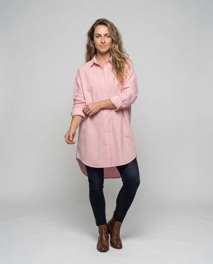 Damen Oversize Hemdblusenkleid Lässig - Eveloria
