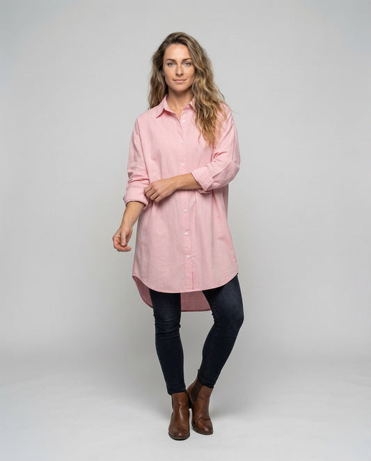 Damen Oversize Hemdblusenkleid Lässig - Eveloria