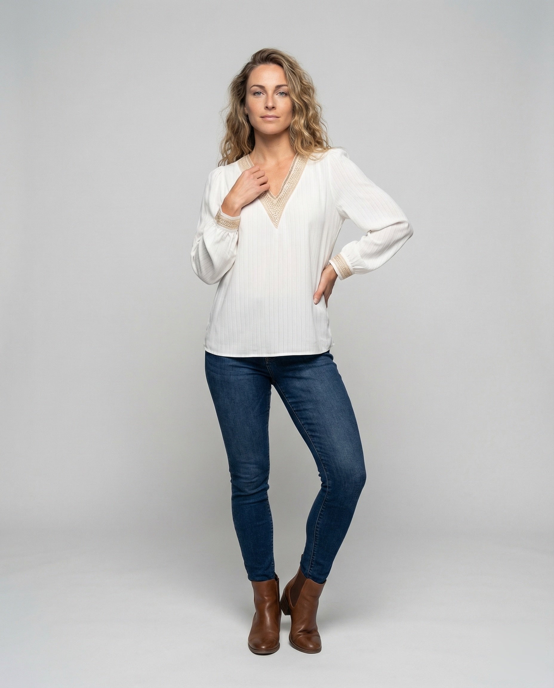 Damen Longbluse Leger Elegantes Design - Eveloria