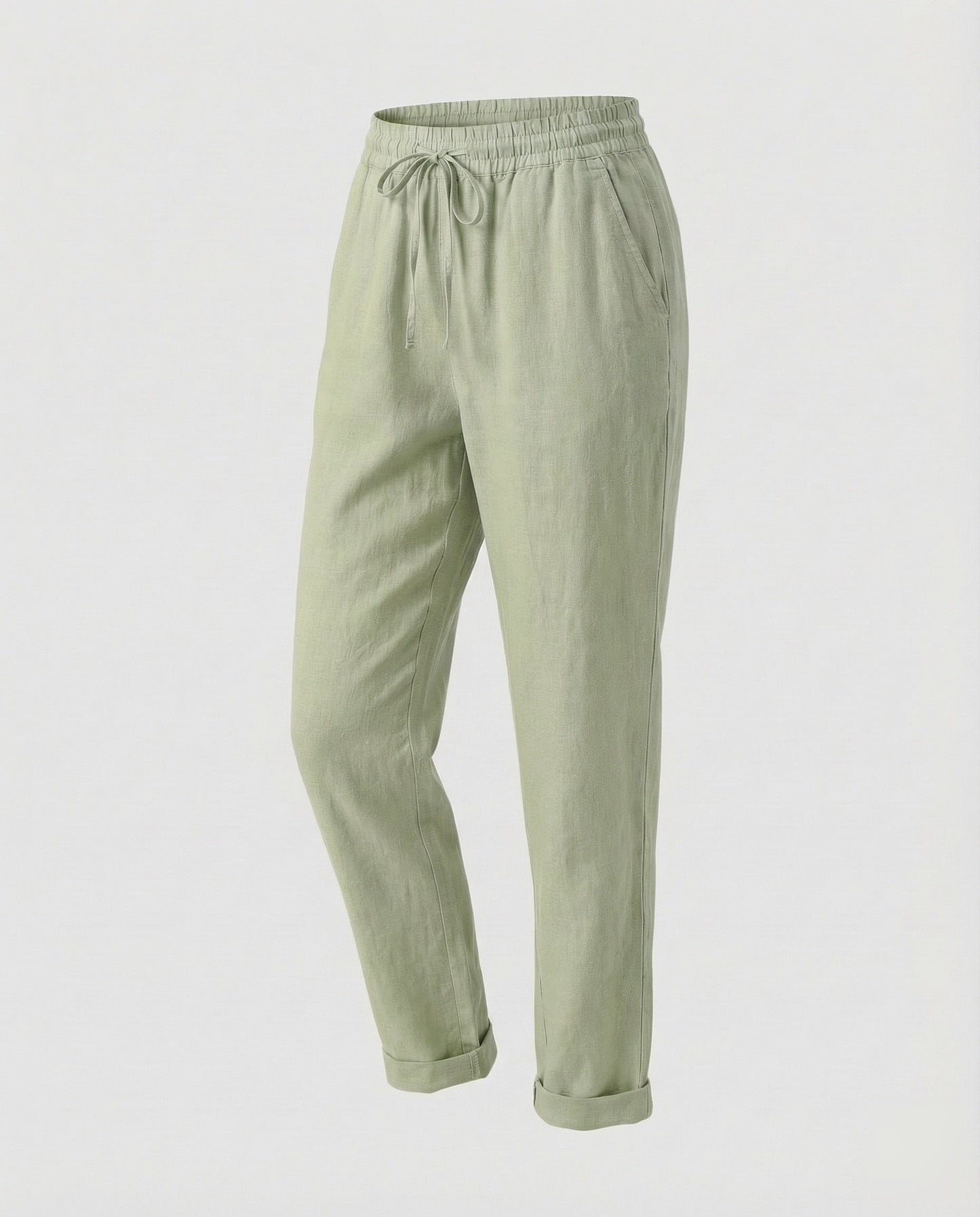 Damen Leinenhose Gerader Schnitt Leicht Beige