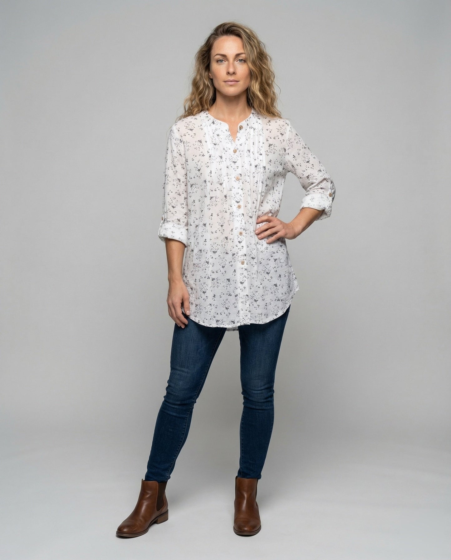 Damen Leinen-Tunika Bluse Leicht