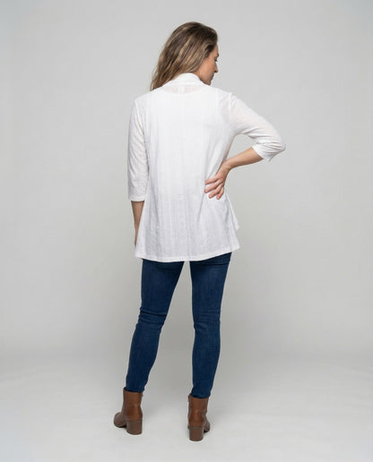 Damen Tunikajacke Leichte Lochstickerei Beige