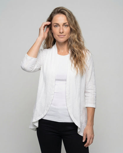Damen Tunikajacke Leichte Lochstickerei Beige