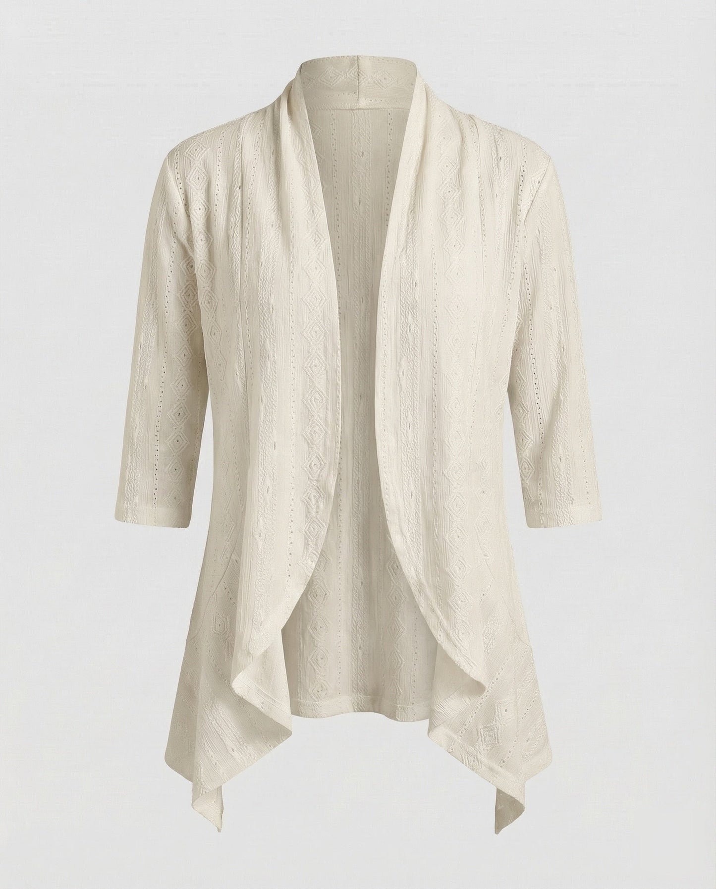 Damen Tunikajacke Leichte Lochstickerei Beige