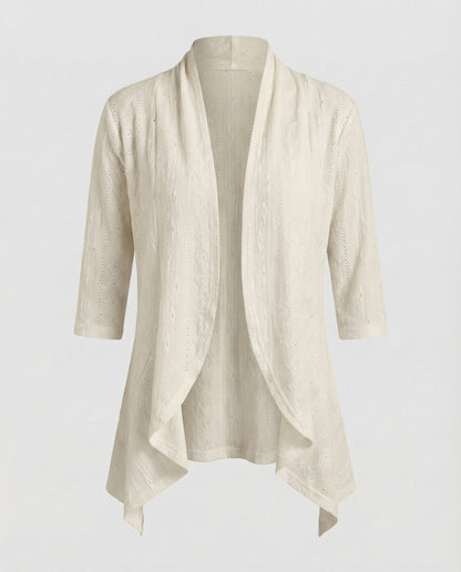 Damen Tunikajacke Leichte Lochstickerei Beige