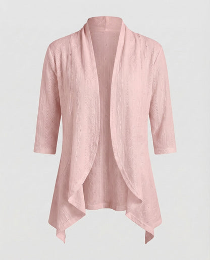 Damen Tunikajacke Leichte Lochstickerei Beige