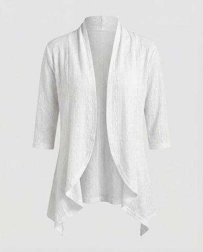 Damen Tunikajacke Leichte Lochstickerei Beige