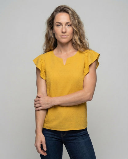 Damen Bluse Leicht Baumwolle Leinen Struktur