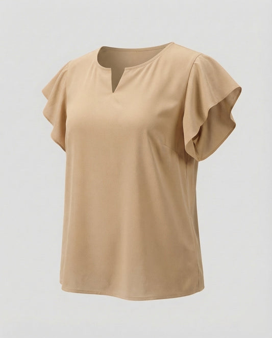 Damen Bluse Leicht Baumwolle Leinen Struktur - Eveloria