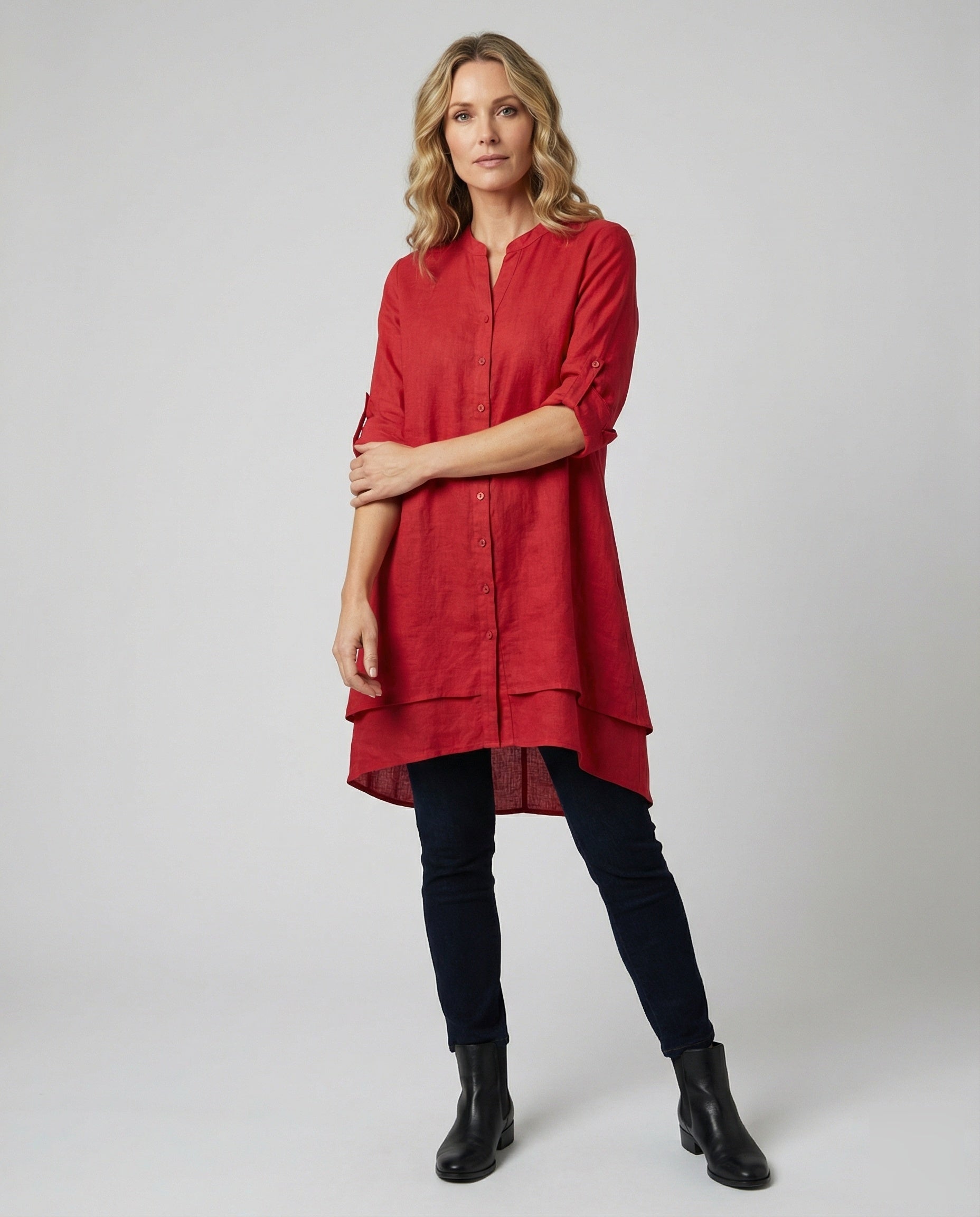 Damen Chiffon Bluse Bubikragen Doppellagiger Saum - Eveloria