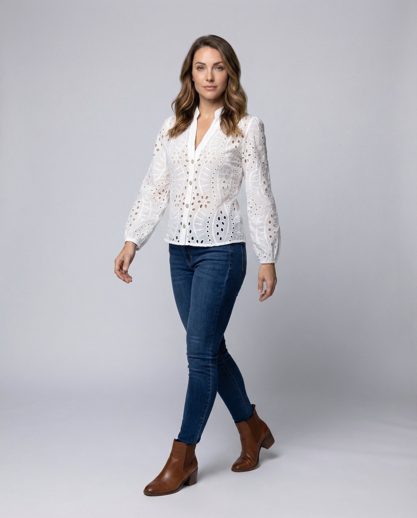 Damen Stretch-Jeans Ausgestellt Knie-Used-Effekt Hüftpassform - Eveloria