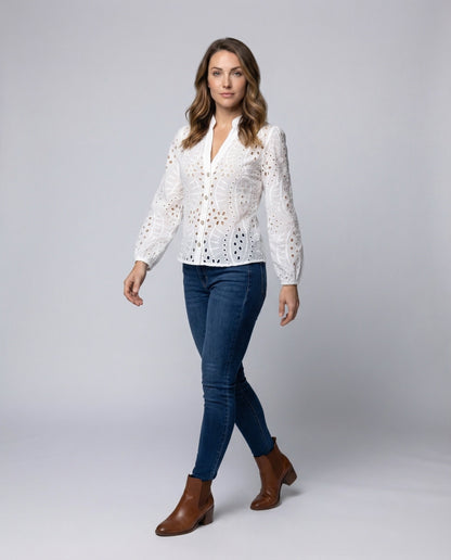 Damen Stretch-Jeans Ausgestellt Knie-Used-Effekt Hüftpassform - Eveloria