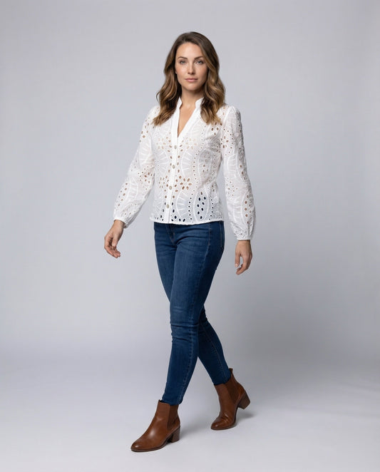 Damen Stretch-Jeans Ausgestellt Knie-Used-Effekt Hüftpassform - Eveloria