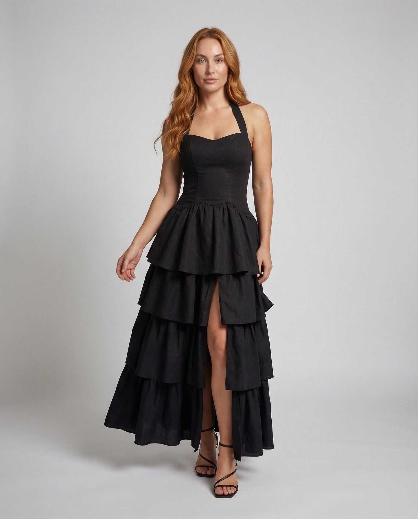 Damen Abendkleid Voluminöser Faltenrock Wiener Nähte - Eveloria